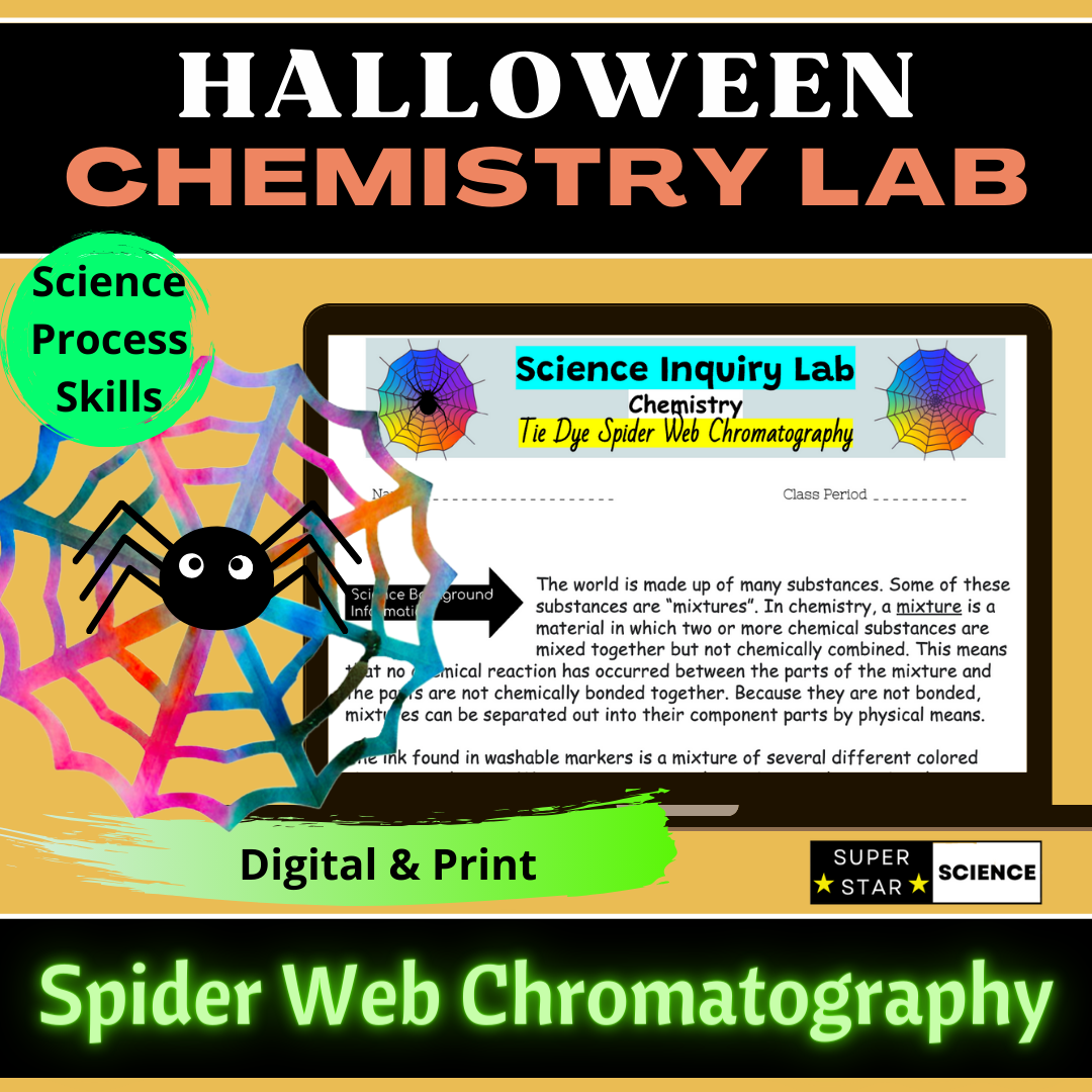 Halloween STEM Activity Hands On Spider Web Chromatography Lab Chemistry FUN!