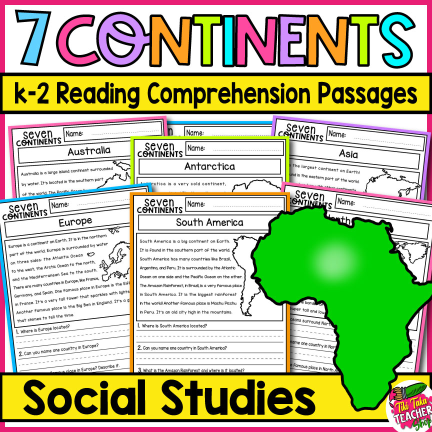 7 Continents Social Studies Reading Comprehension Passages with Answers