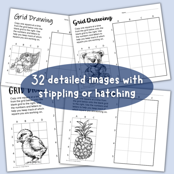 Grid Fall Drawing Grid Drawing Activities - Year-Long Bundle for Fall, Winter, Spring ...