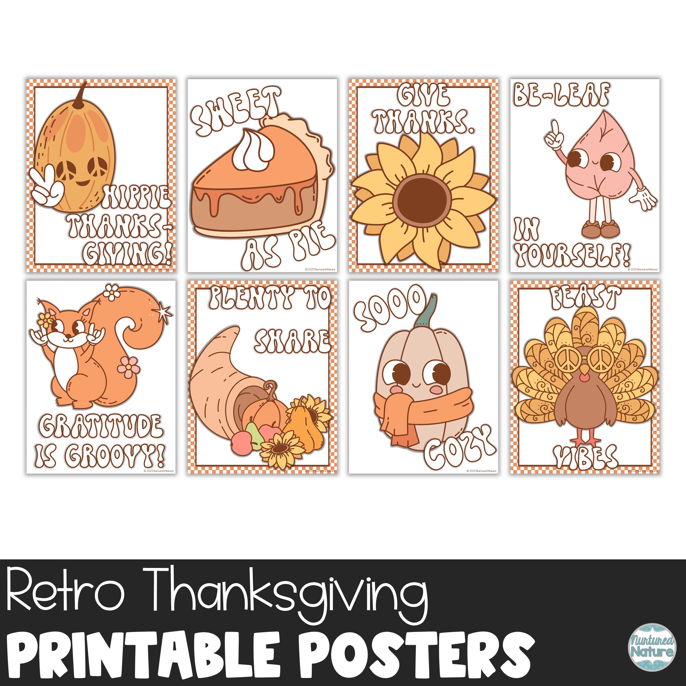 Thanksgiving Bulletin Board Posters – Groovy Retro Classroom Decor