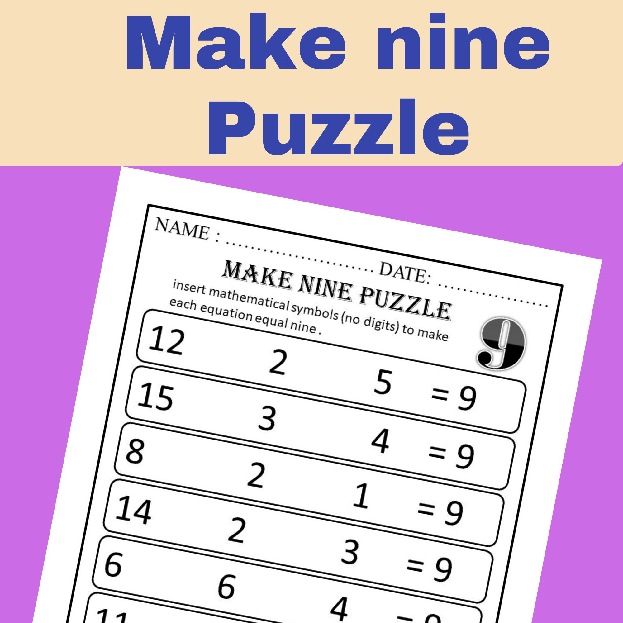 Make Nine Puzzle/Number Challenge