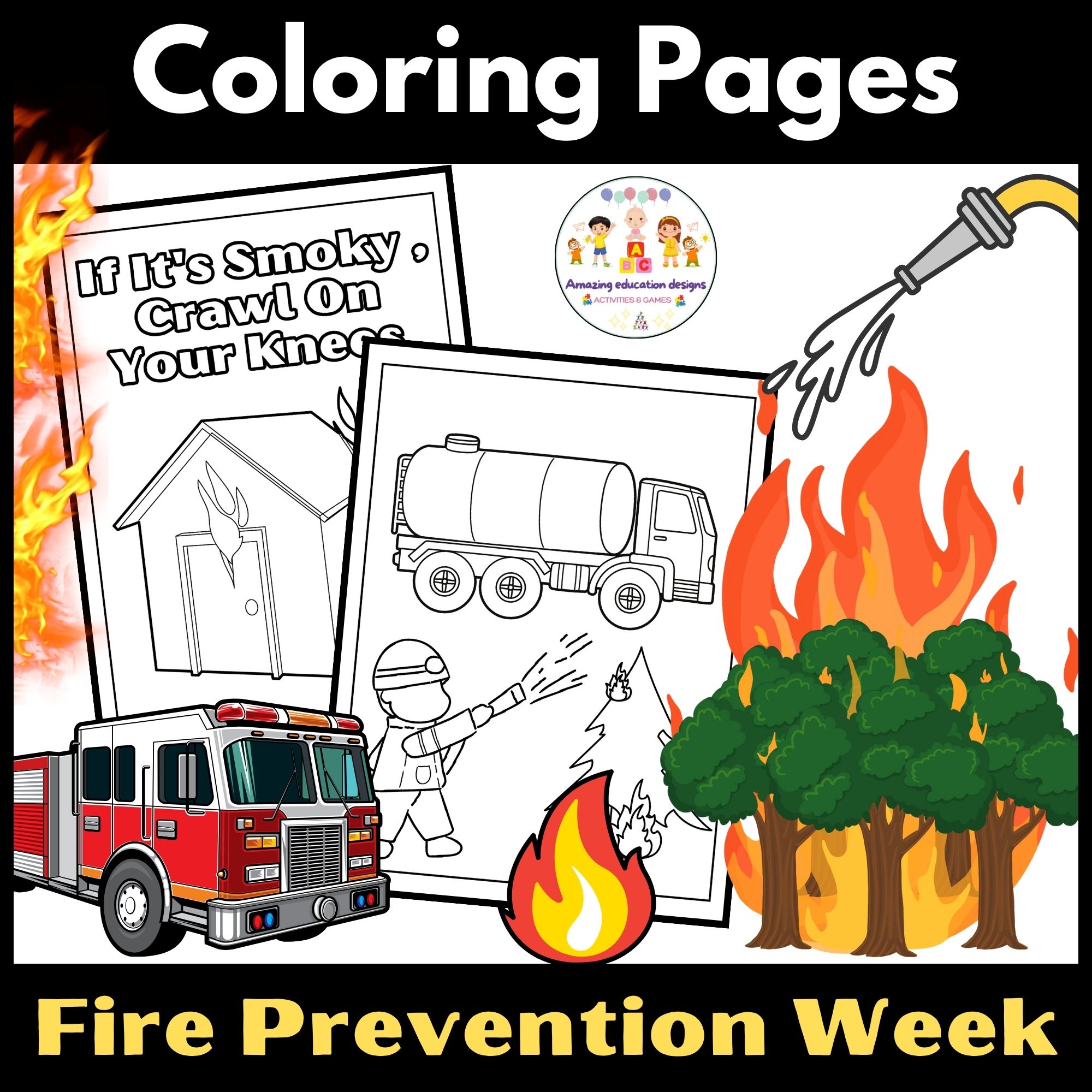 Fire Prevention Week Coloring Pages Activities Worksheets