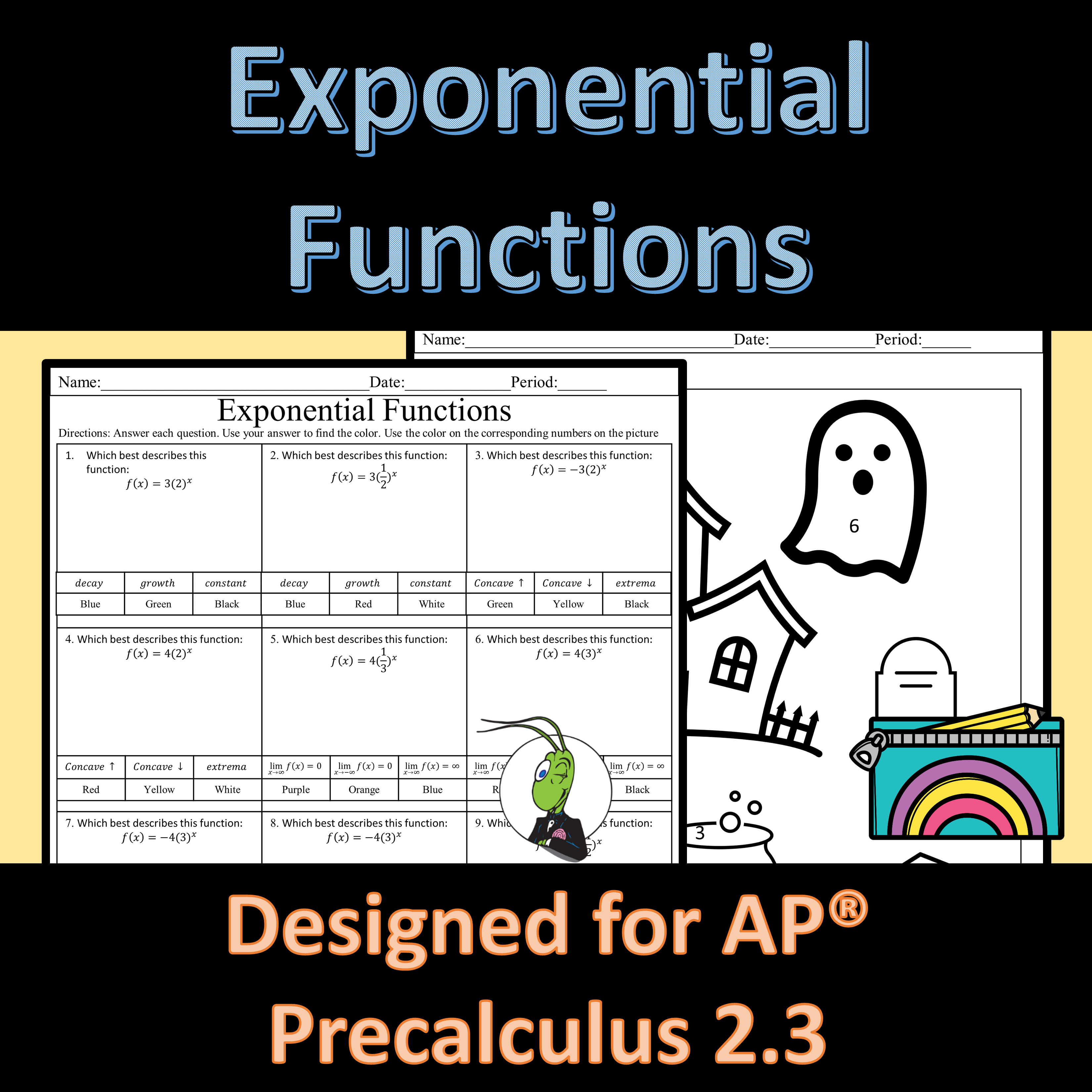 AP Precalculus Exponential Functions Color by Number 2.3
