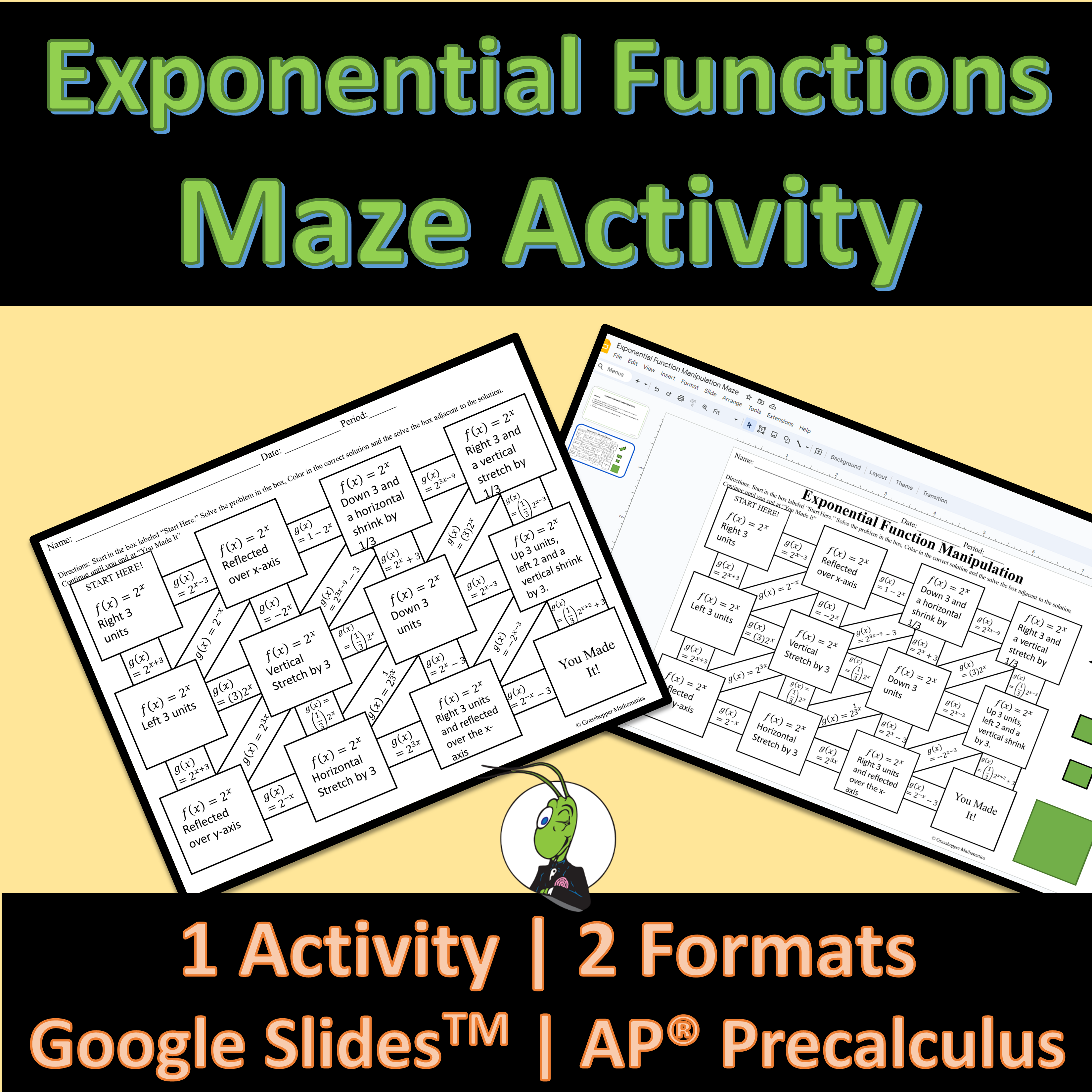 AP® Precalculus 2.4 Exponential Function Maze Activity | Digital and Printable