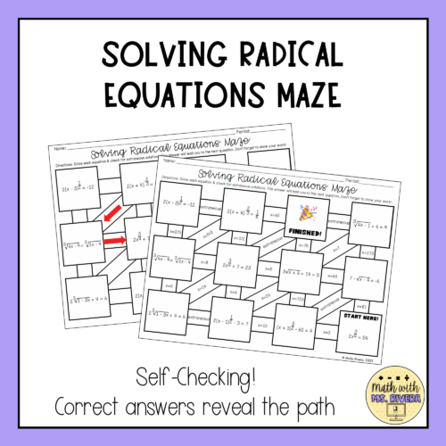 Solving Radical Equations Maze Worksheet - Made By Teachers