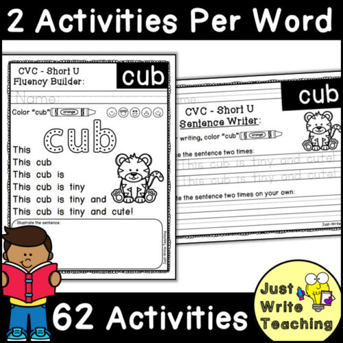 Reading Fluency Builders - CVC Short U - Made By Teachers