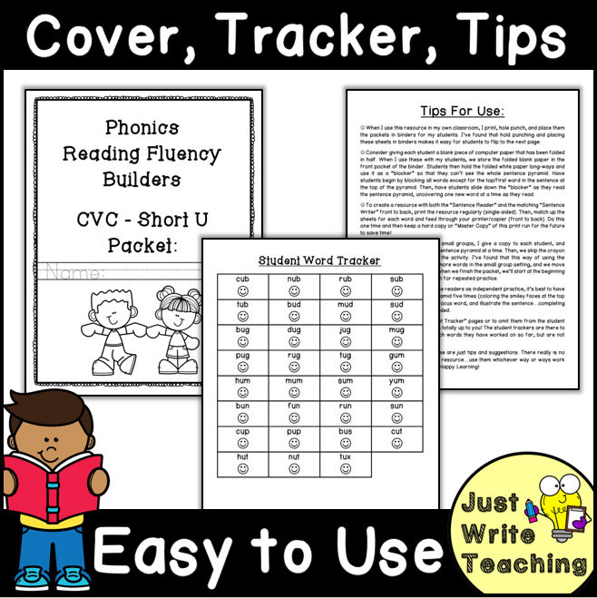 Reading Fluency Builders - CVC Short U - Made By Teachers