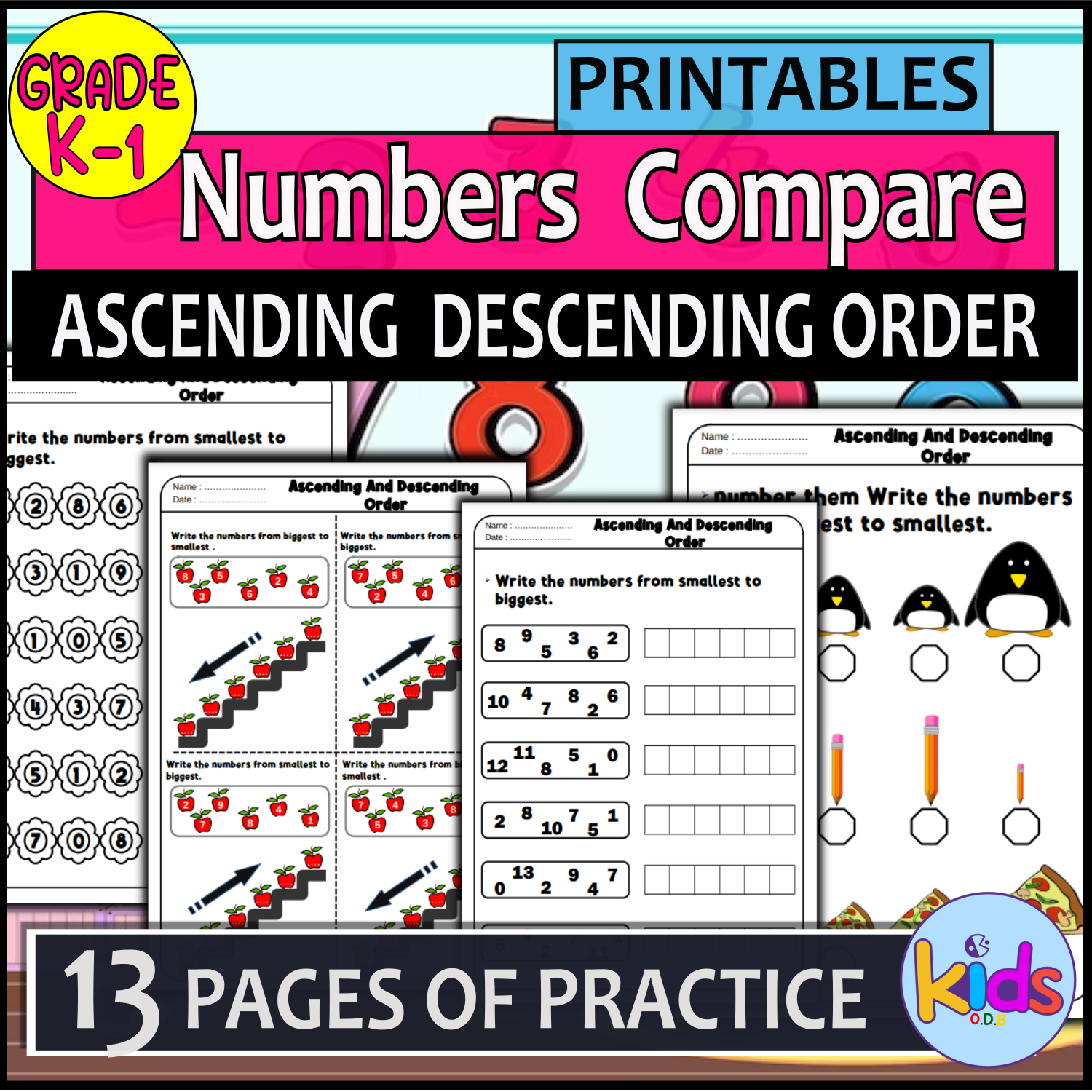 Worksheets Kindergarten Numbers Compare Ascending descending order