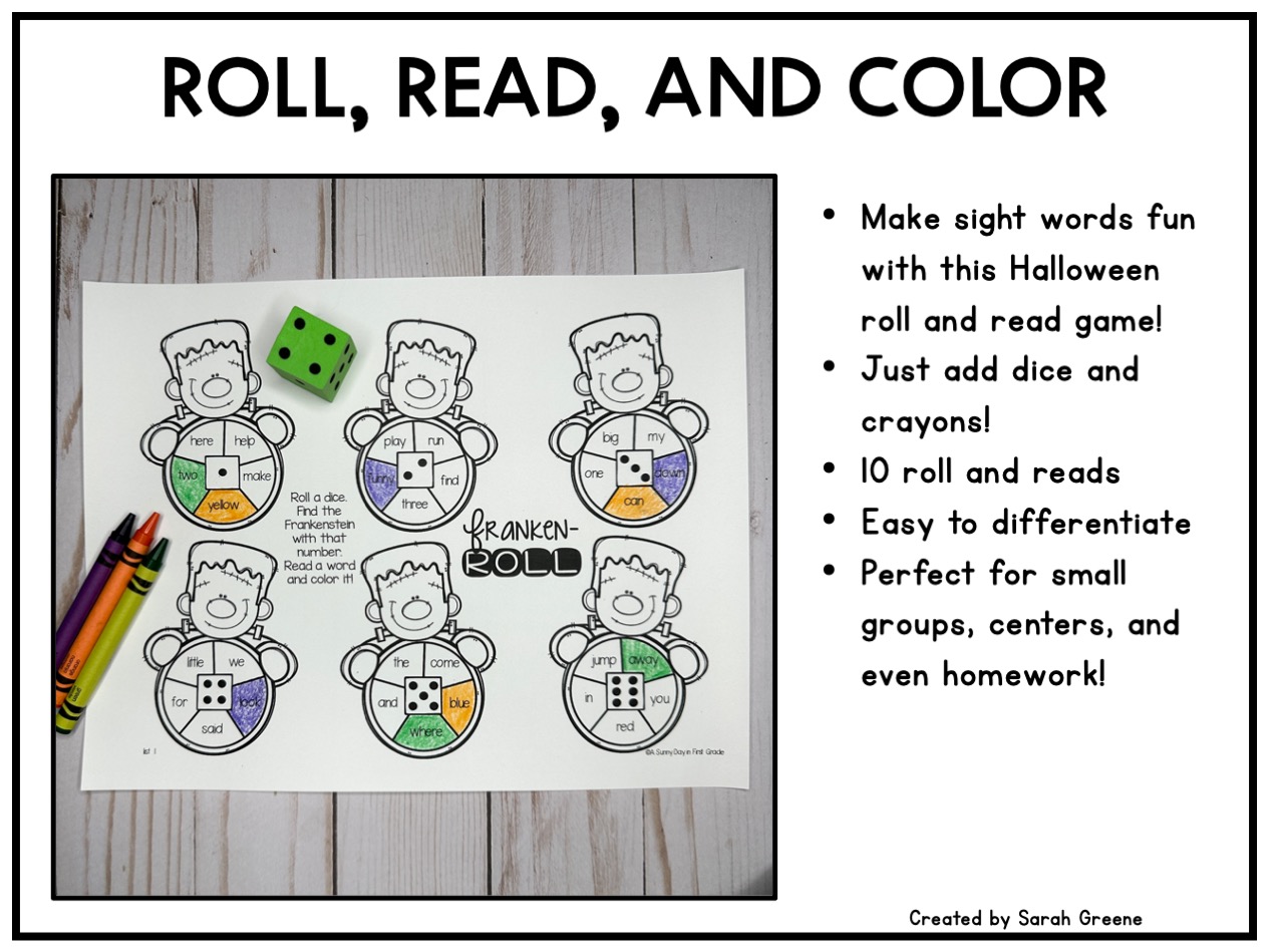 Halloween Sight Word Roll & Read Game | Made By Teachers
