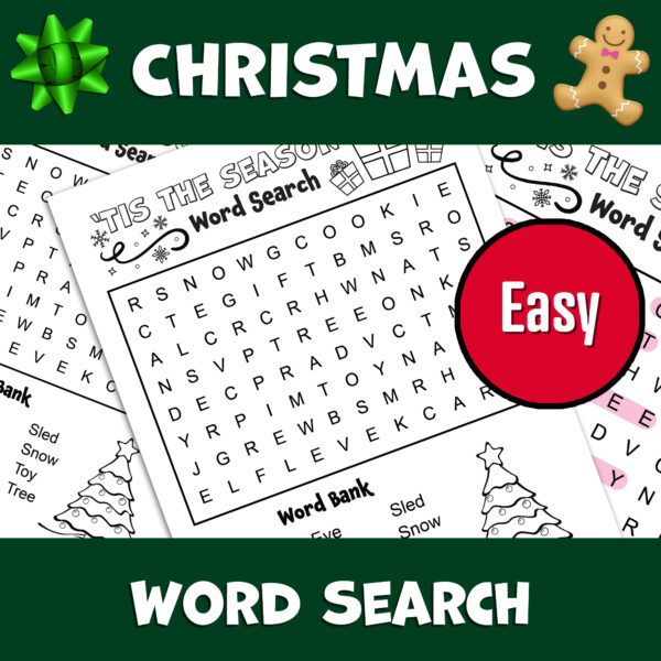 Christmas Word Search | Easy | Holiday Word Search Puzzle - Made By ...