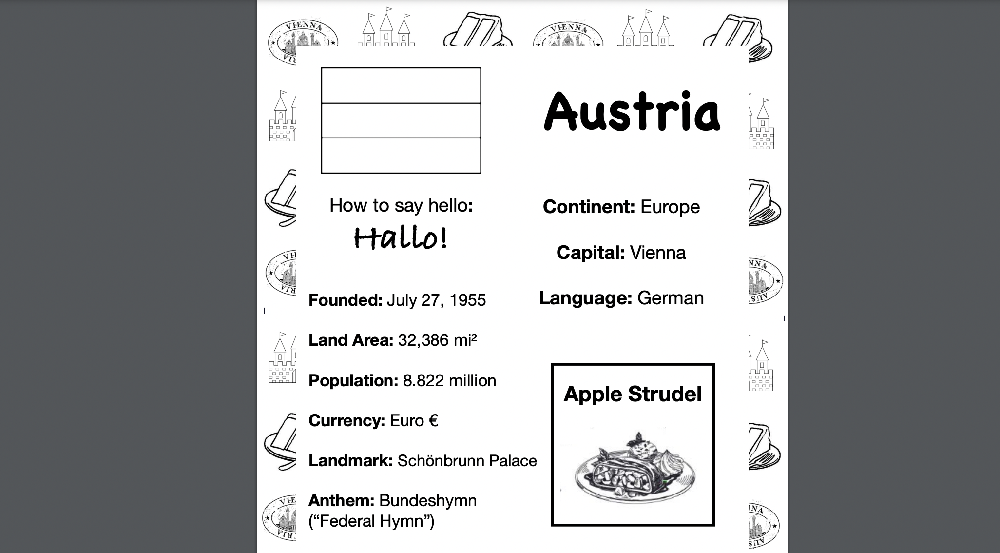 Travel the World Worksheet: Central Europe - 9 COUNTRIES!