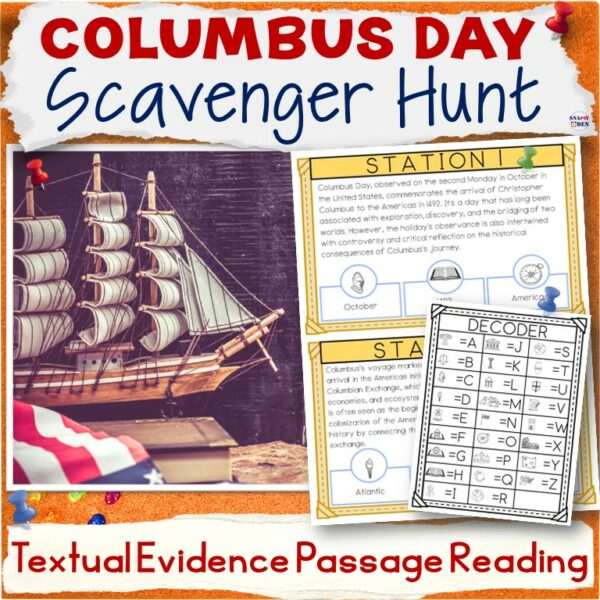 Columbus Day Scavenger Hunt Reading Comprehension Passages Textual ...