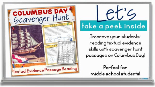 Columbus Day Scavenger Hunt Reading Comprehension Passages Textual ...