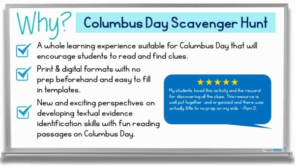 Columbus Day Scavenger Hunt Reading Comprehension Passages Textual ...