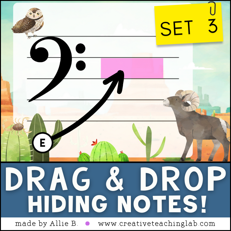 Drag and Drop Notes on the Staff Elementary Music Game Set 3