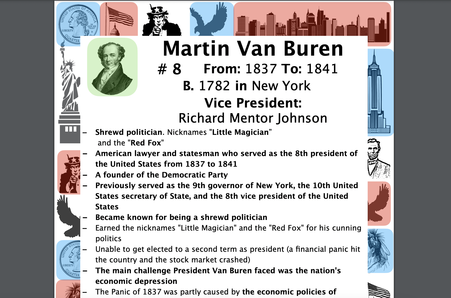 Martin Van Buren STUDY GUIDE/ACTIVITIES/DISCUSSION, US Presidents 8