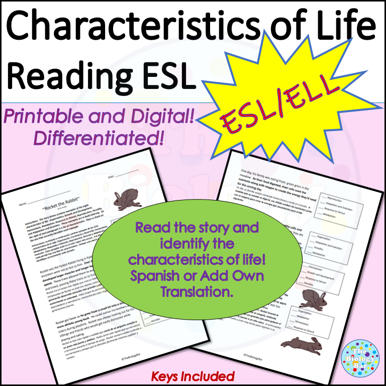 ESL Biology Characteristics of Life Reading Article
