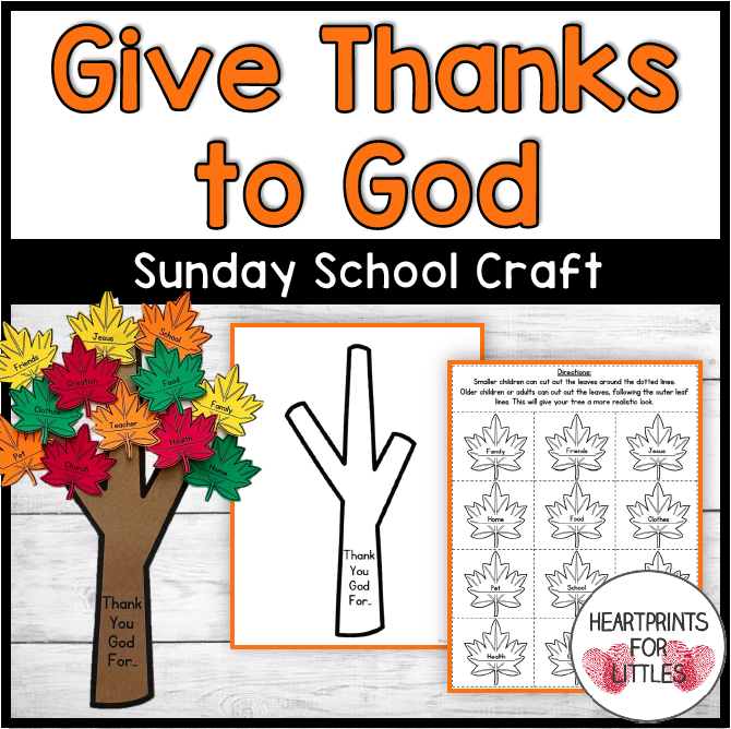 Give Thanks to God Craft, Thanksgiving Bible Craft, Thankful Tree Craft