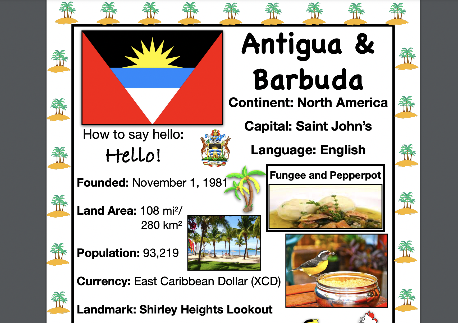 Antigua & Barbuda History & Geography, Travel The World Worksheet