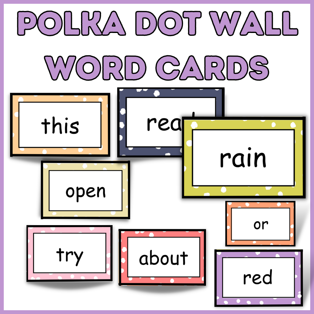 240 Polka Dot Word Wall Sight Words Classroom Decor Vocabulary