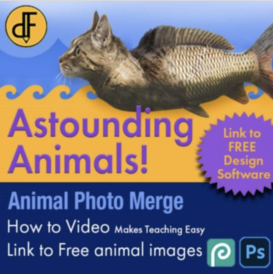 Graphic Design Astounding Animals Photo Merge Project in Photoshop or Photopea