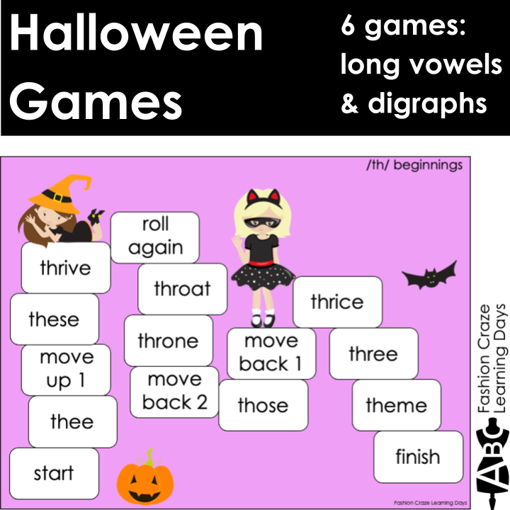 Halloween Digraph Games with Long Vowels