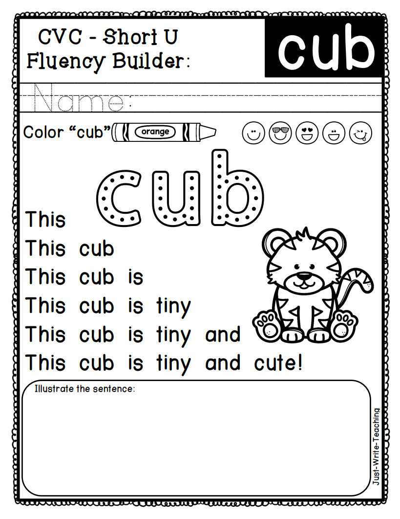 Reading Fluency Builders - CVC Short U - FREEBIE
