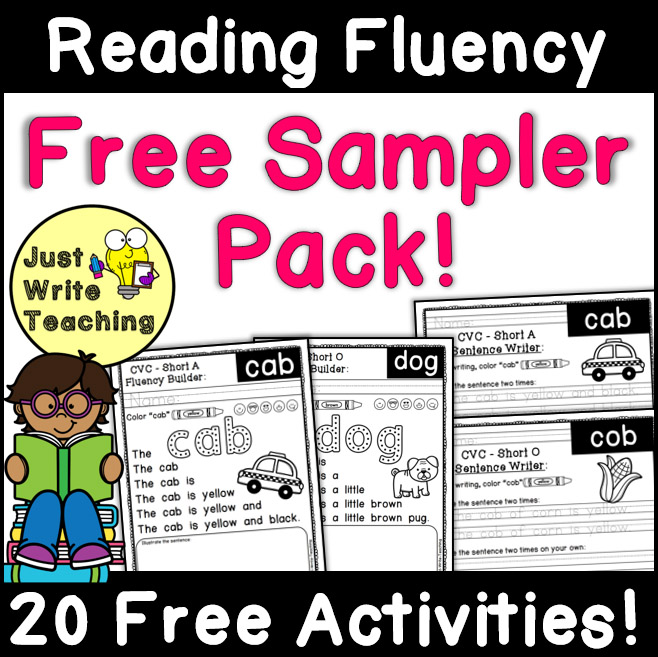 Reading Fluency Builders - CVC Short Vowels - Free Sampler - Made