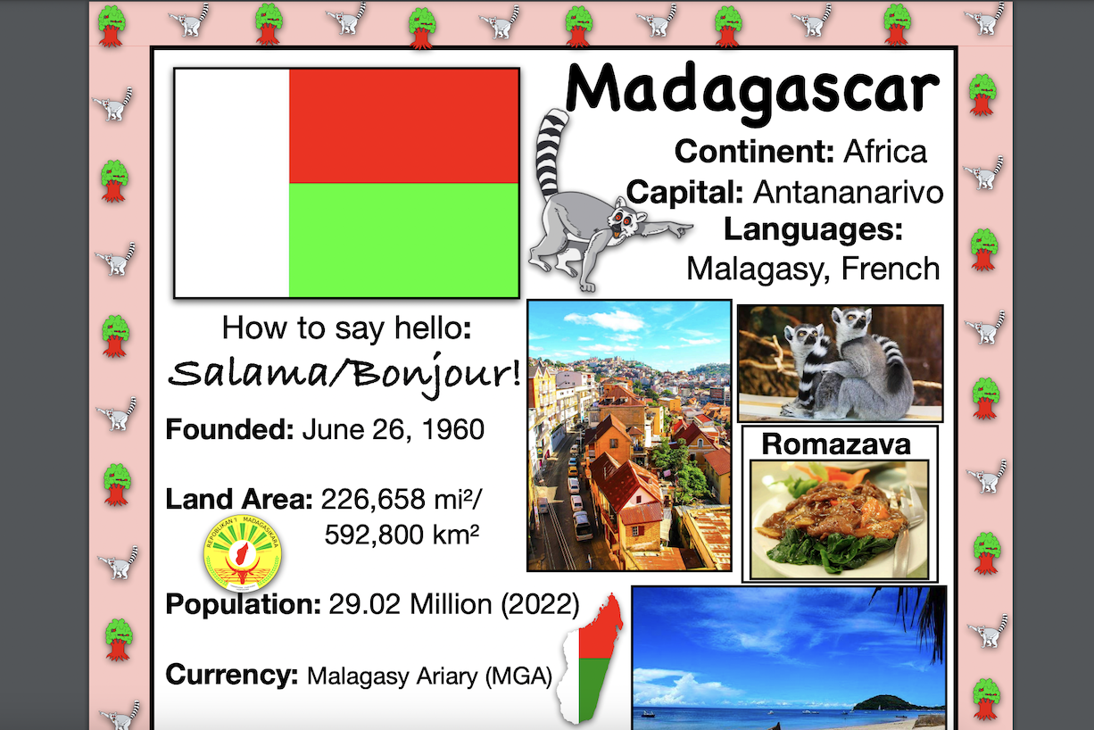 MADAGASCAR History & Geography, Travel The World Worksheet