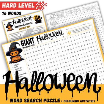 Giant Halloween Word Search Puzzle Activity Worksheet, Hard Version Activity