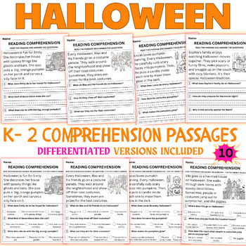 Halloween Reading Comprehension Passages & Questions No-Prep Halloween ...