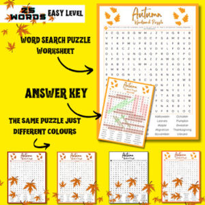 Fall Word Search Activity Worksheet Autumn Early Finisher Center ...