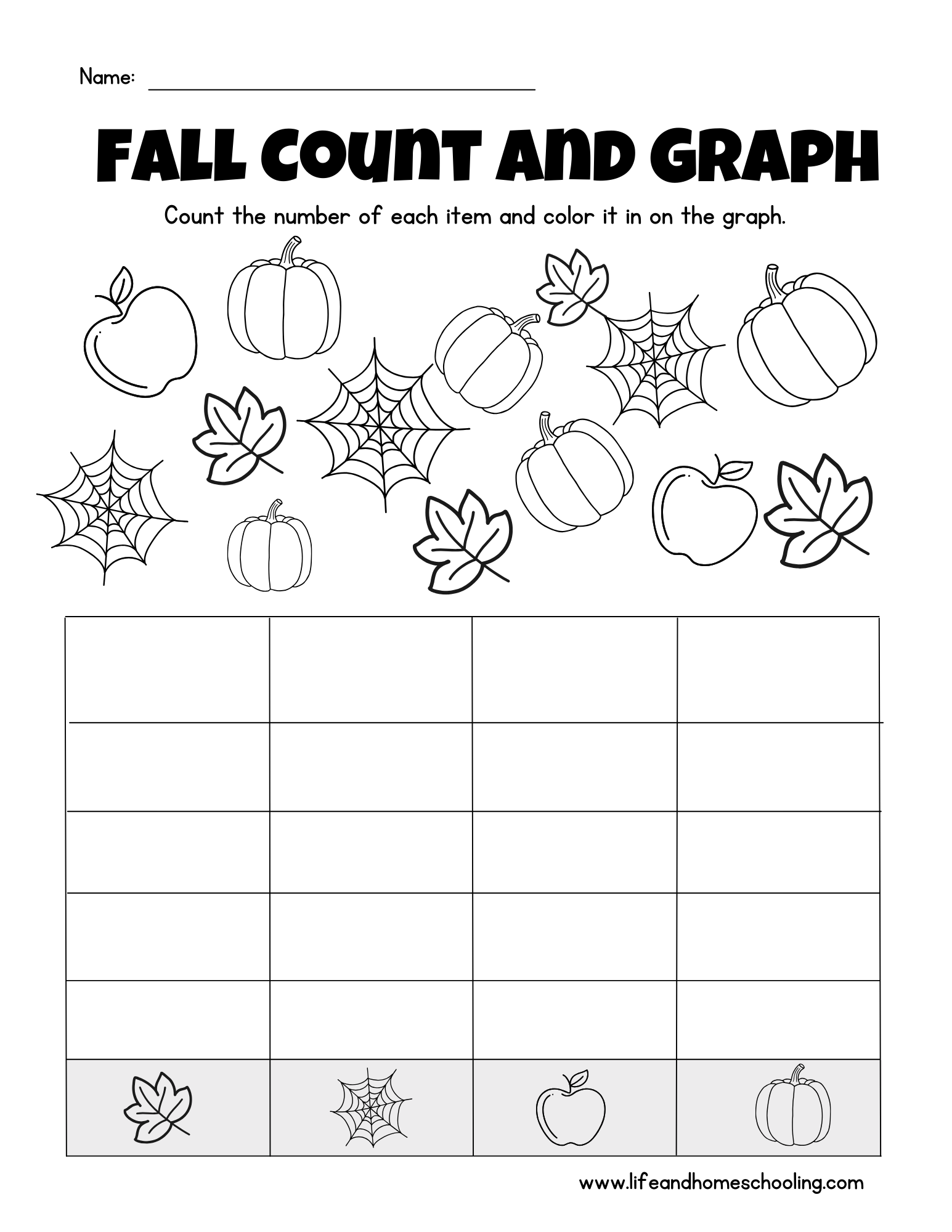 Fall Count and Graph Worksheet