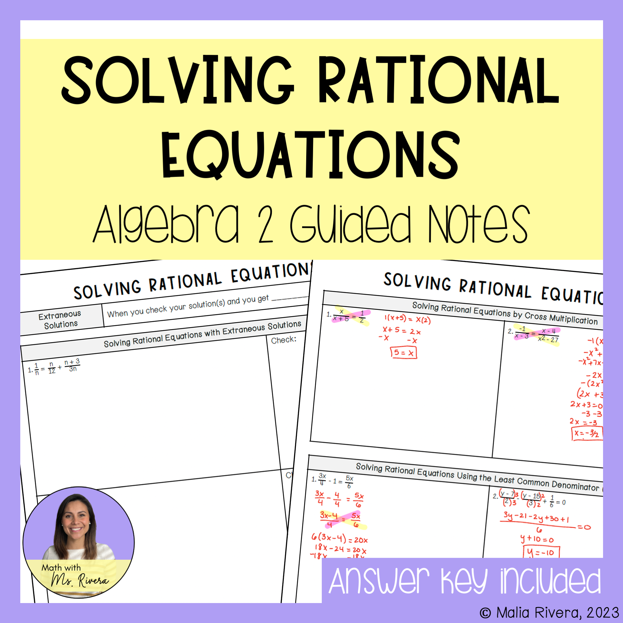 Solving Rational Equations Guided Notes for Algebra 2