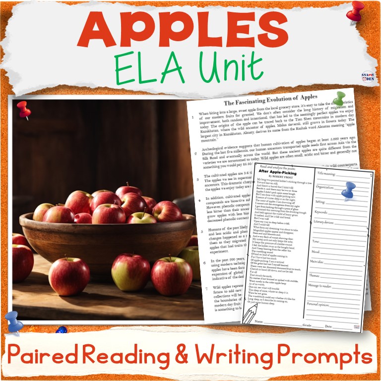 Apples Unit - Apple Day Activities, Warm-ups, Paired Reading, Writing Prompts