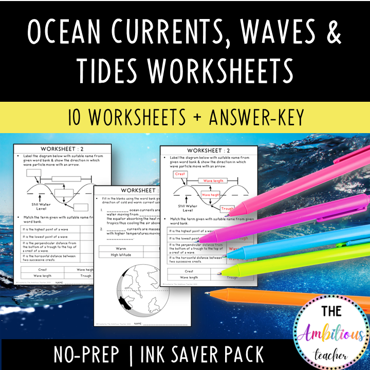 Ocean Currents, Waves & Tides Worksheets No Prep | Printable & Digital