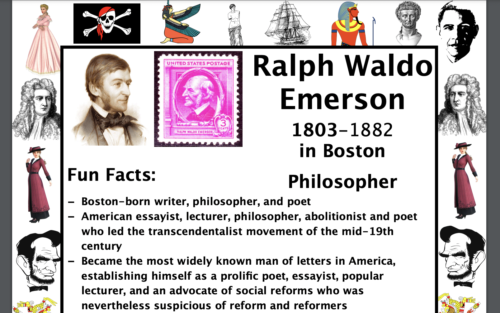 Ralph Waldo Emerson PACKET & ACTIVITIES, Important Historical Figures Series