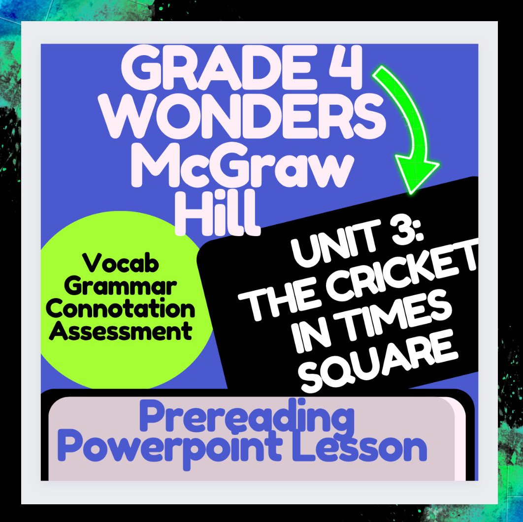 McGraw Hill: Wonders The Cricket in Times Square Prereading Lesson