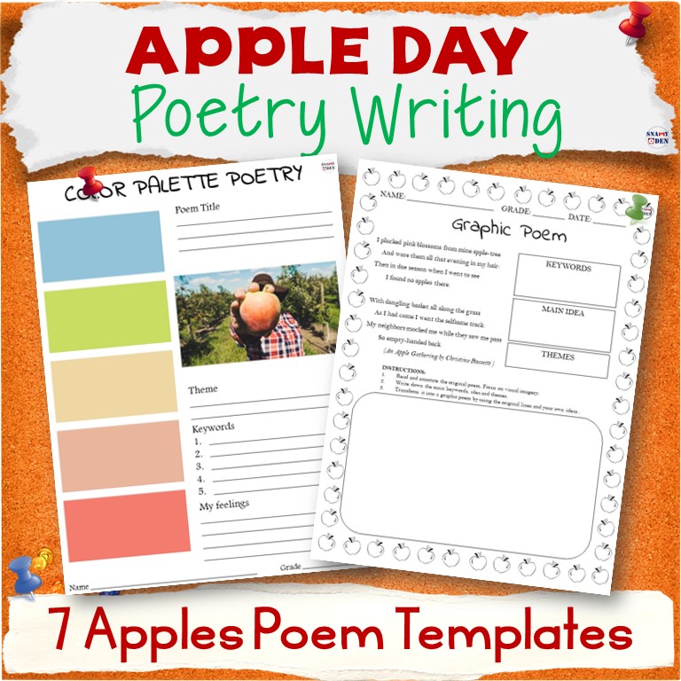 Apple Day Poetry Writing Activities - Apples Poem Templates - Print and Digital