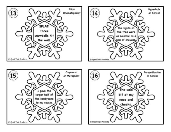 Figurative Language Task Cards | Winter Theme | Made By Teachers
