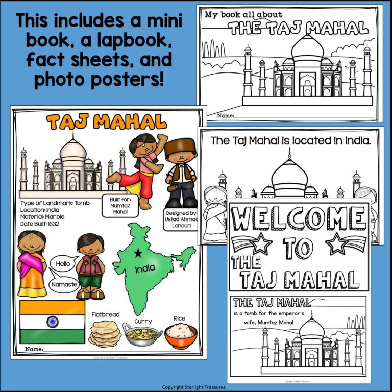 Taj Mahal Complete Unit for Early Learners - World Landmarks - Made By ...