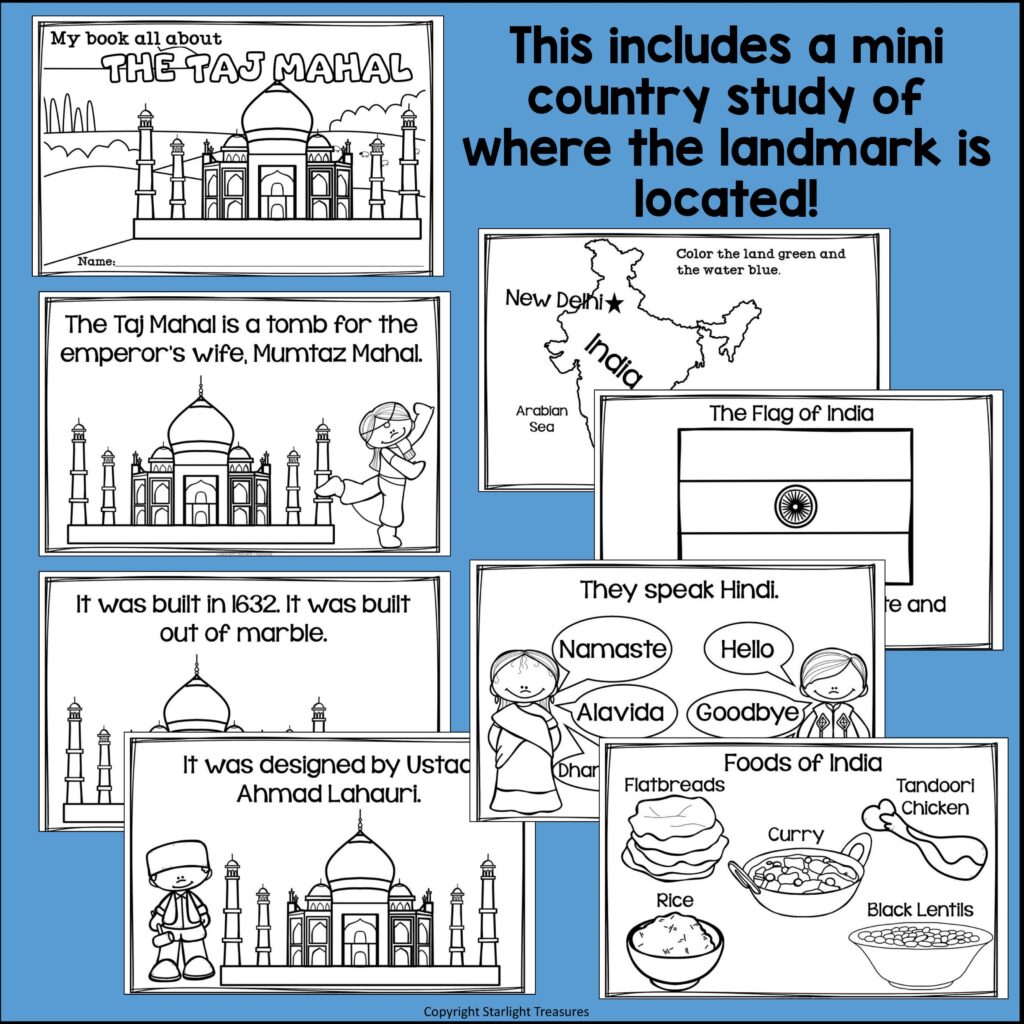 Taj Mahal Complete Unit for Early Learners - World Landmarks - Made By ...