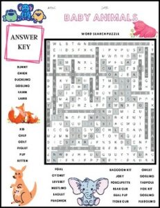 Spring Baby animals word search Puzzle worksheet Spring-themed activity ...