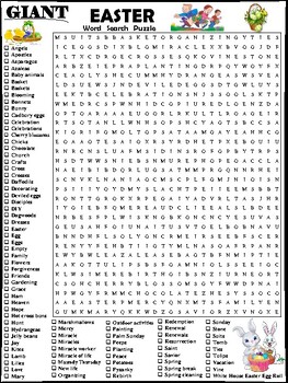 Giant Challenging Easter Word Search Puzzle Activity Worksheet No Prep Activity