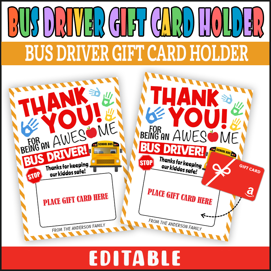 DIY Bus Driver Gift Card, School Bus Driver Appreciation Gift Card Holder