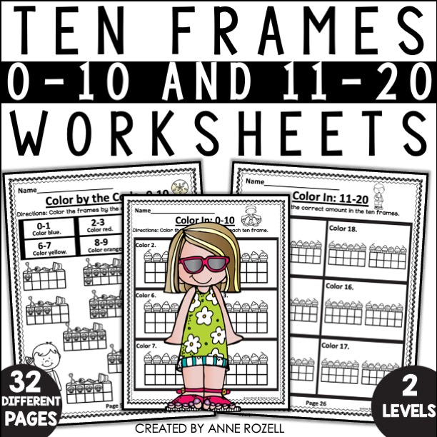 Ten Frames Worksheets | Numbers to 0-10 and 11-20 | Summer Theme