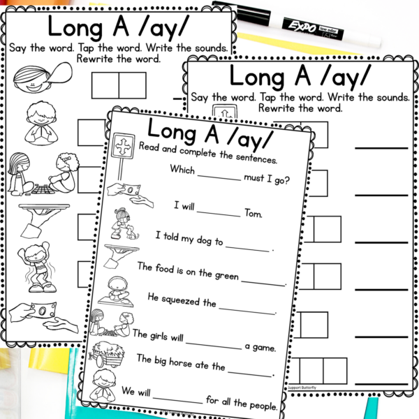 Long A Worksheets and Activities | Vowel Teams | AI AY A-E - Made By ...