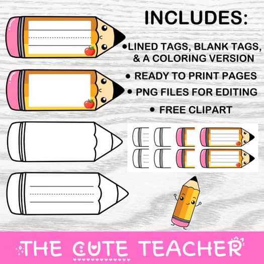 Pencil Name Tags - Classroom Printable Display for Bulletin Boards ...