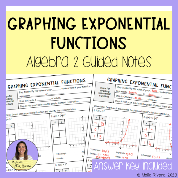 Graphing Exponential Functions Guided Notes for Algebra 2 | Made By ...