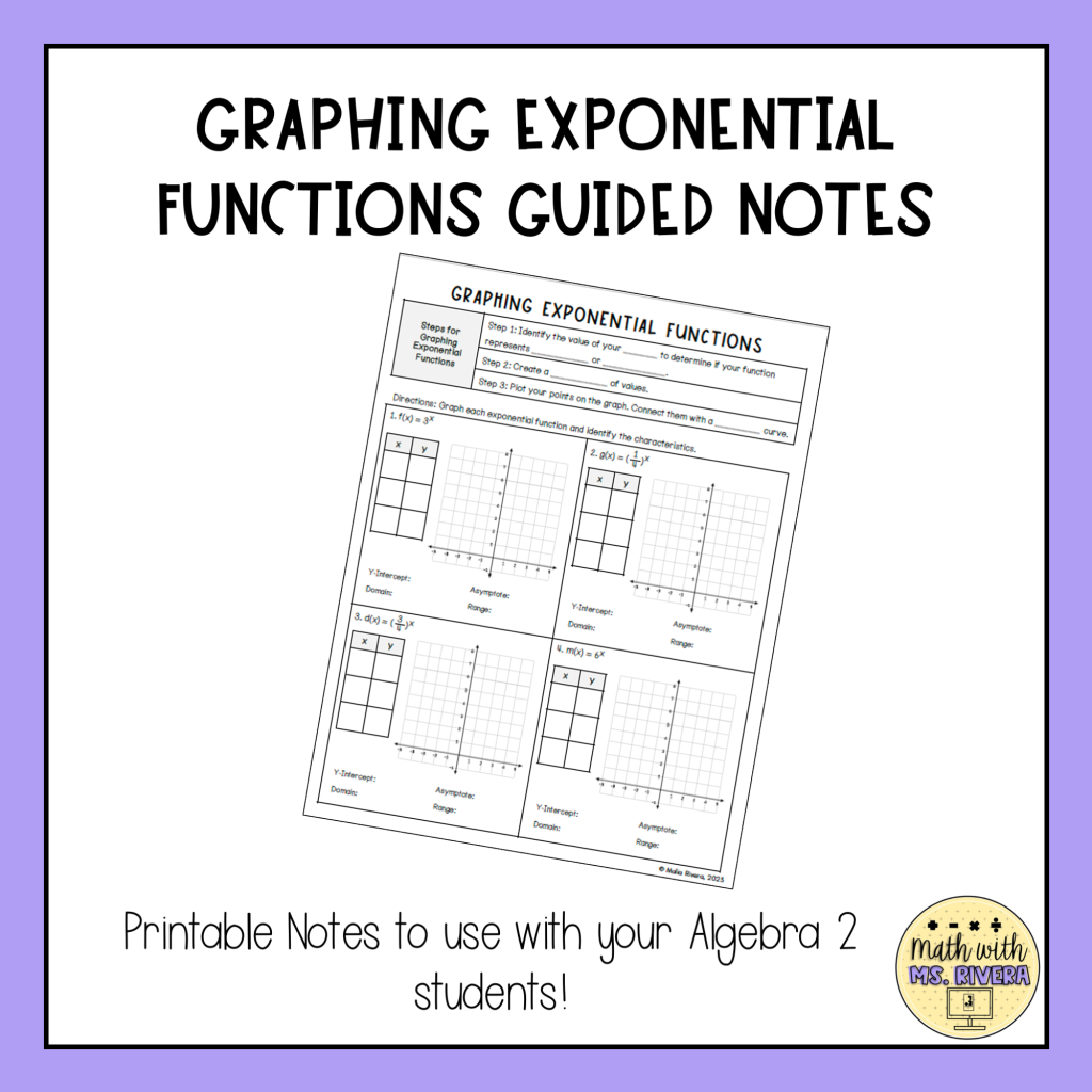 Graphing Exponential Functions Guided Notes for Algebra 2 | Made By ...